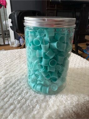 Aqua Silicone Tattoo Ink Caps - Jar of Disposable Ink Cups